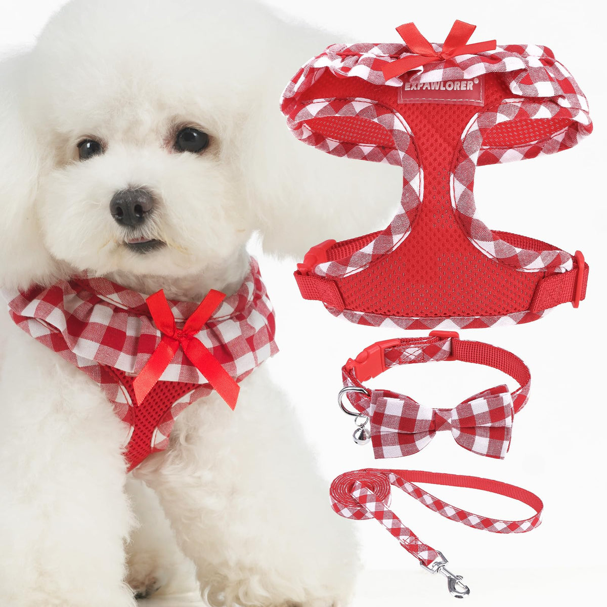 EXPAWLORER Step-in Dog Harness Small Sized Collar and Leash Set