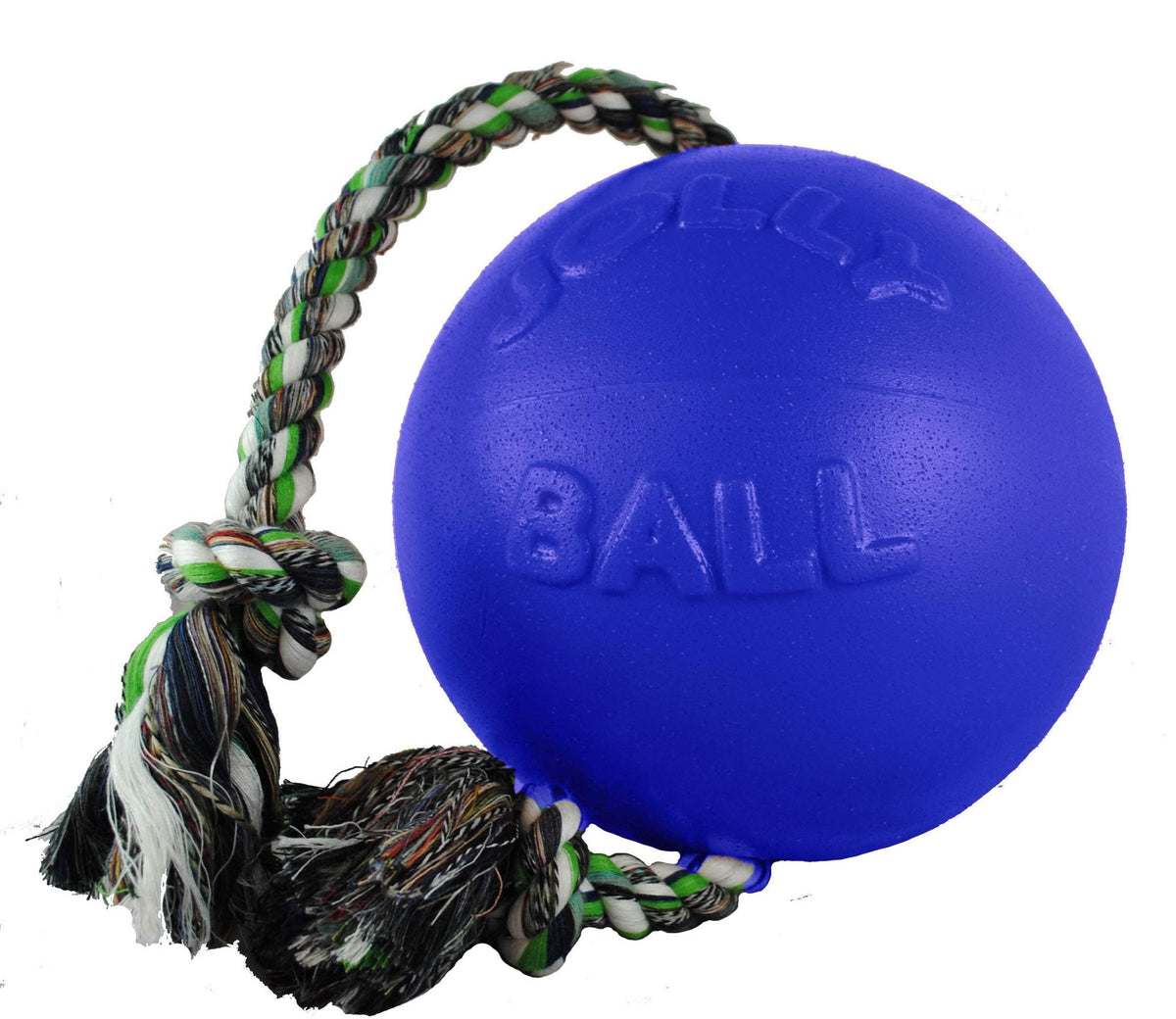 Jolly Pets Romp-n-Roll Rope and Ball Dog Toy, 8 Inches/Large, Blueberry, All Breed Sizes