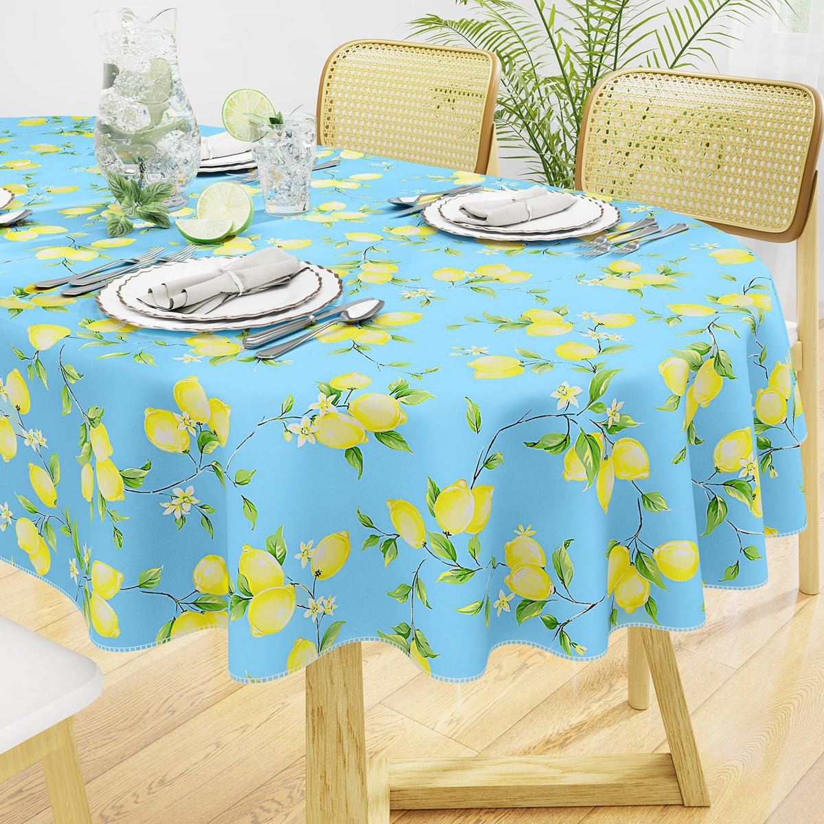 Rectangle Waterproof Vinyl Table Cloth, Wipeable Tablecloth with Flannel Backing, Plastic Table Cover for Fall, Thanksgiving (Pumpkin, 52" x 70")