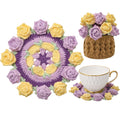 Crochet Flower Coasters, Handmade Bouquet Coasters with Crochet Plant Pot (Sunflower Yellow, 1Pc)