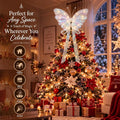 Blueweenly White Butterfly Christmas Tree Topper with Lights, 3D 20" Large
