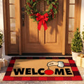 Tinideya 2 23.6 X 35.4 Inches Plaid Ghost Red Brown | Layered Coir Doormat Set, Non Slip Backing for Outdoor Entryway, Buffalo Plaid Seasonal Design, Front Porch Home Decor