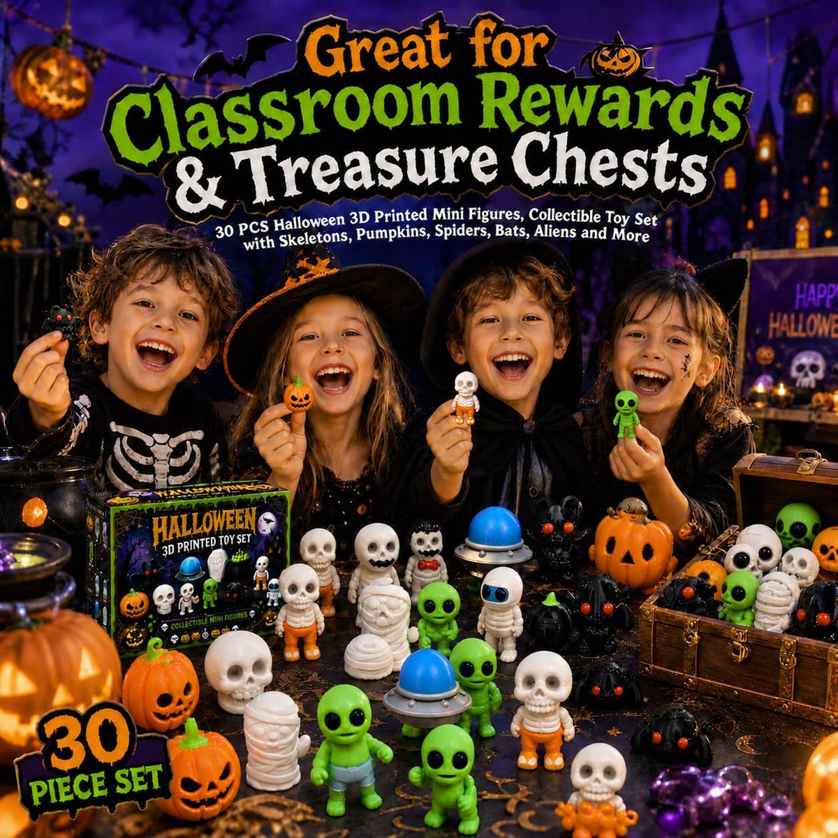 30 PCS Halloween Party Favors Toys, 3D Printed Fidget Toys Halloween Toys