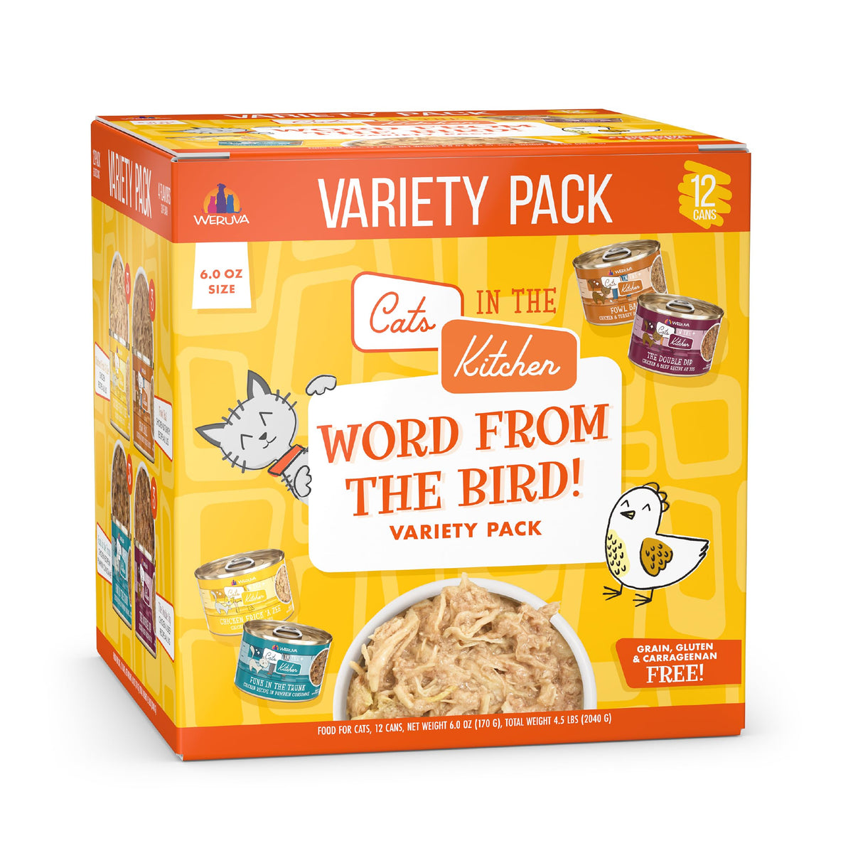 Weruva Cats in The Kitchen, Kitchen Cuties Variety Pack, Wet Cat Food, 3.2oz Can (Pack of 12)