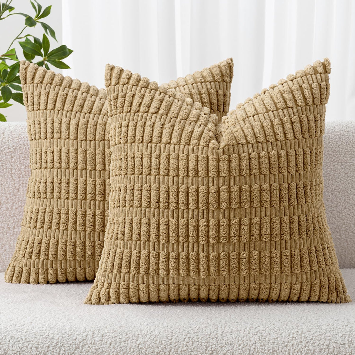 MIULEE Fall Decorative Throw Pillow Covers 18x18 Dark Rust Pack of 2