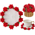 Crochet Flower Coasters, Handmade Bouquet Coasters with Crochet Plant Pot (Sunflower Yellow, 1Pc)