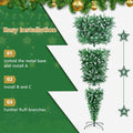 DORTALA Pre-Lit Upside Down Christmas Tree, 7.5 FT Snow Artificial Inverted Xmas Tree with 1100 Branch Tips, 400 Warm LED Lights, 8 Lighting Modes, Foldable Metal Stand, Green