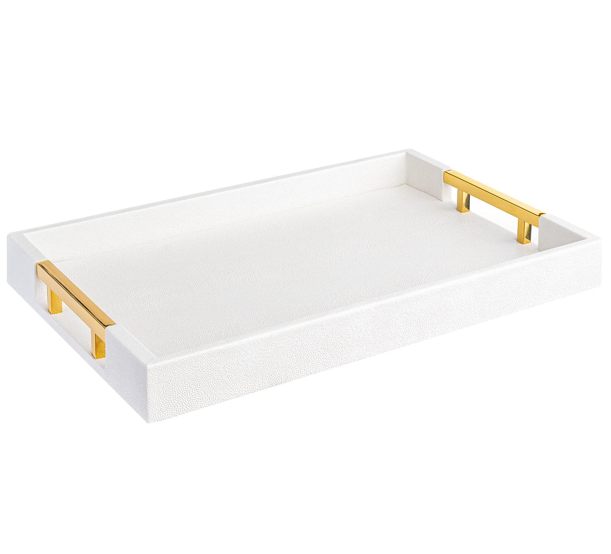 Home Redefined 17.5"x12" Gold Glossy Crocodile Faux Leather Serving Tray Beautiful Modern Elegant Decorative Tray with Handles Ottoman Coffee Table Tray for All Occasion's