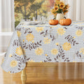 Rectangle Waterproof Vinyl Table Cloth, Wipeable Tablecloth with Flannel Backing, Plastic Table Cover for Fall, Thanksgiving (Pumpkin, 52" x 70")