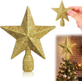 Christmas Tree Star Topper, 4 Inch Glitter Gold Star Mini Tree Topper