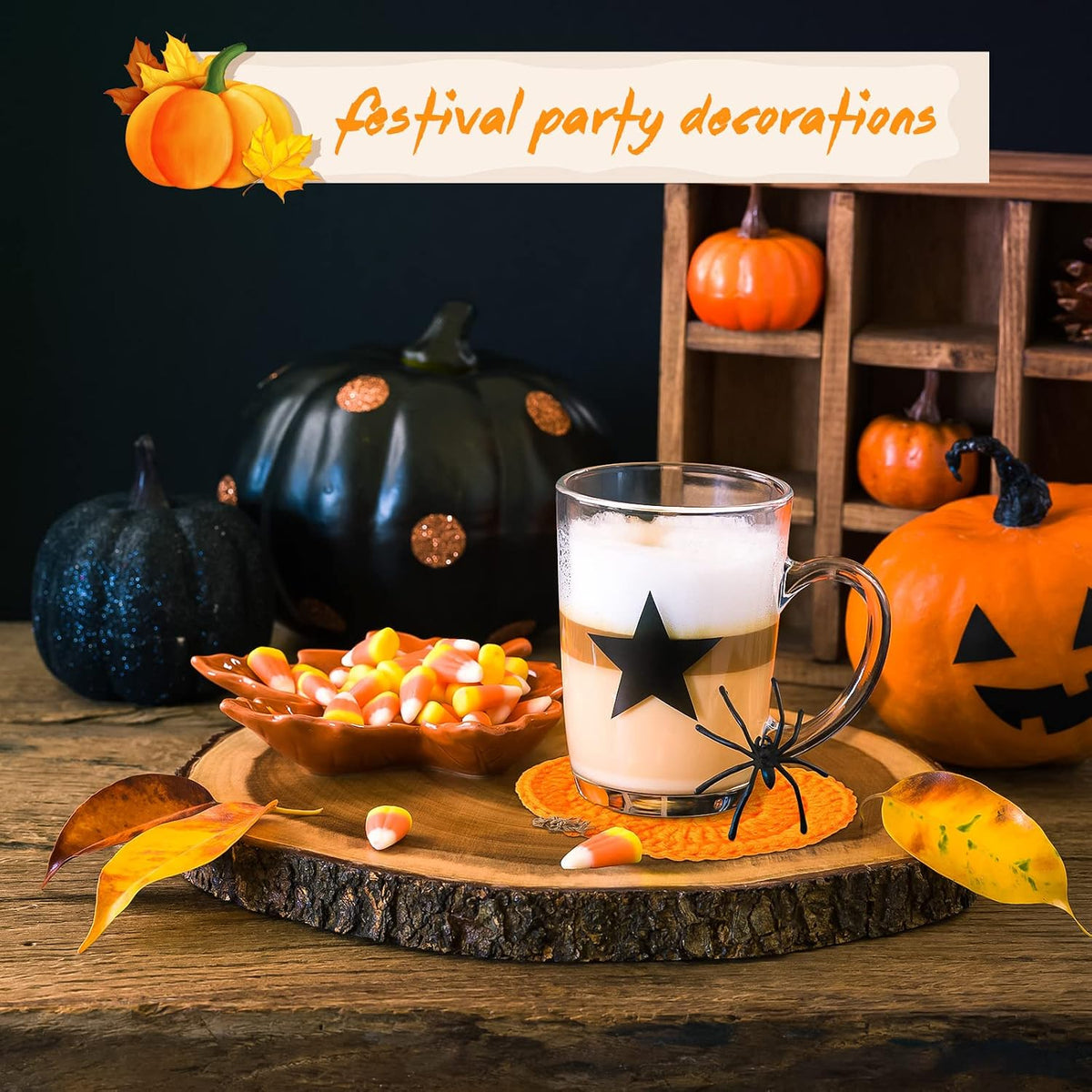 Irenare 4 Pcs Fall Crochet Pumpkins Coaster Halloween Thanksgiving Decor