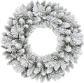 Puleo International 24 inch Flocked Spruce Artificial Christmas Wreath