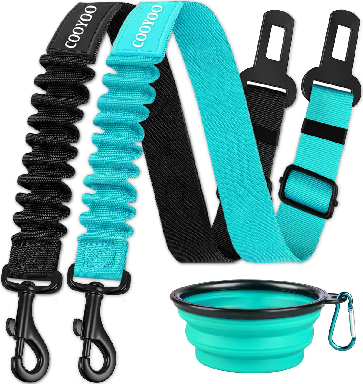 COOYOO Dog Seat Belt,3 Piece Set Retractable Dog Car Harness Adjustable Dog Seat Belt for Vehicle Nylon Pet Safety Seat Belts Heavy Duty & Elastic