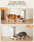 Automatic Dog Feeder with Elevated Stand - 7L Cat Food Dispenser with Large Food Tray, Timed Auto Cat Feeder for Dry Food, 6 Meals Per Day, No-Jam, Freshness Design, Detachable for Easy Clean