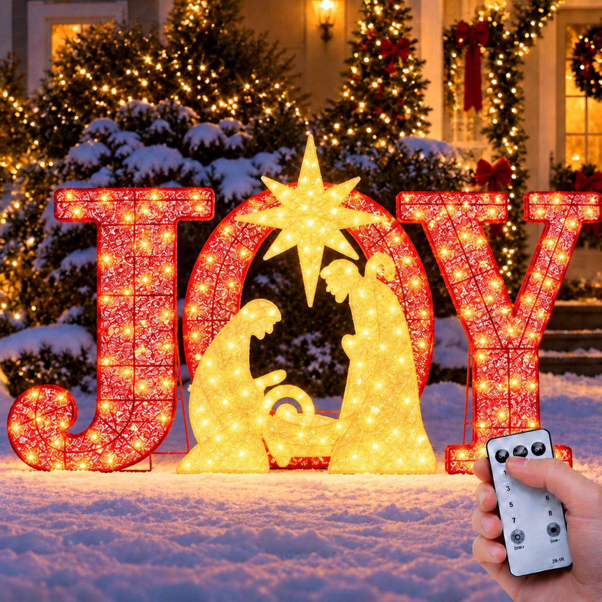 3D Snowman Gift box Outdoor Christmas Decorations with Timer&Remote Control