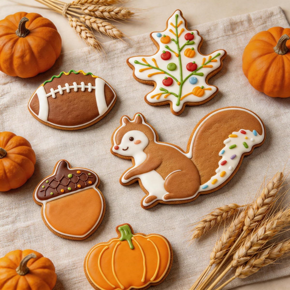Large Fall Cookie Cutters Set, 3 - 4 Inch, 7 Pieces