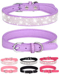 Bling Dog Collar for Small Medium Large Dogs, Crown Rhinestone Dog Collars for Girl and boy Dog, Diamond Puppy Collars, Adjustable Leather Suede SOFE Cat Collar (S(10.6"-13"/27CM-33CM), Pink)
