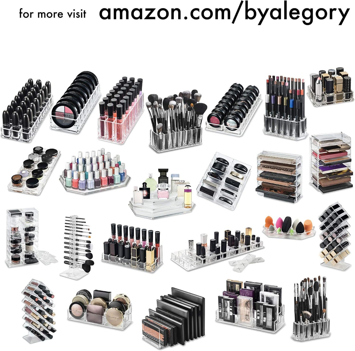 byAlegory Premium Beauty Organization Acrylic Lipstick Organizer & Beauty Container 24 Space Storage (Clear)