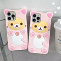 IAIYOXI 3D Cute Cartoon Bear Phone Case for iPhone 15 - Fashionable and Stylish - Funny Pink Bear Design - Soft TPU Protective Case - Kawaii Silicone Cover for Women, Girls, and Kids
