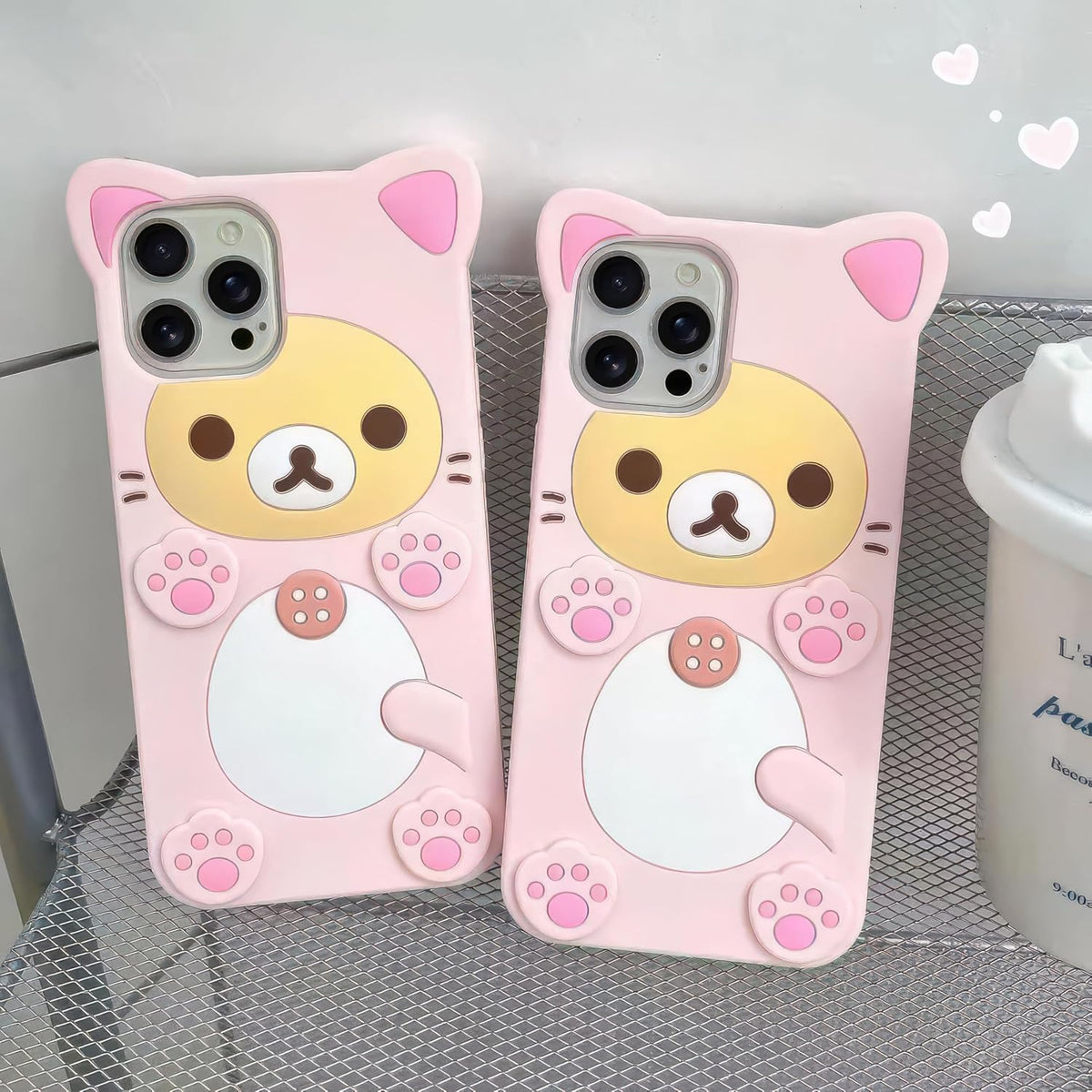IAIYOXI 3D Cute Cartoon Bear Phone Case for iPhone 15 - Fashionable and Stylish - Funny Pink Bear Design - Soft TPU Protective Case - Kawaii Silicone Cover for Women, Girls, and Kids