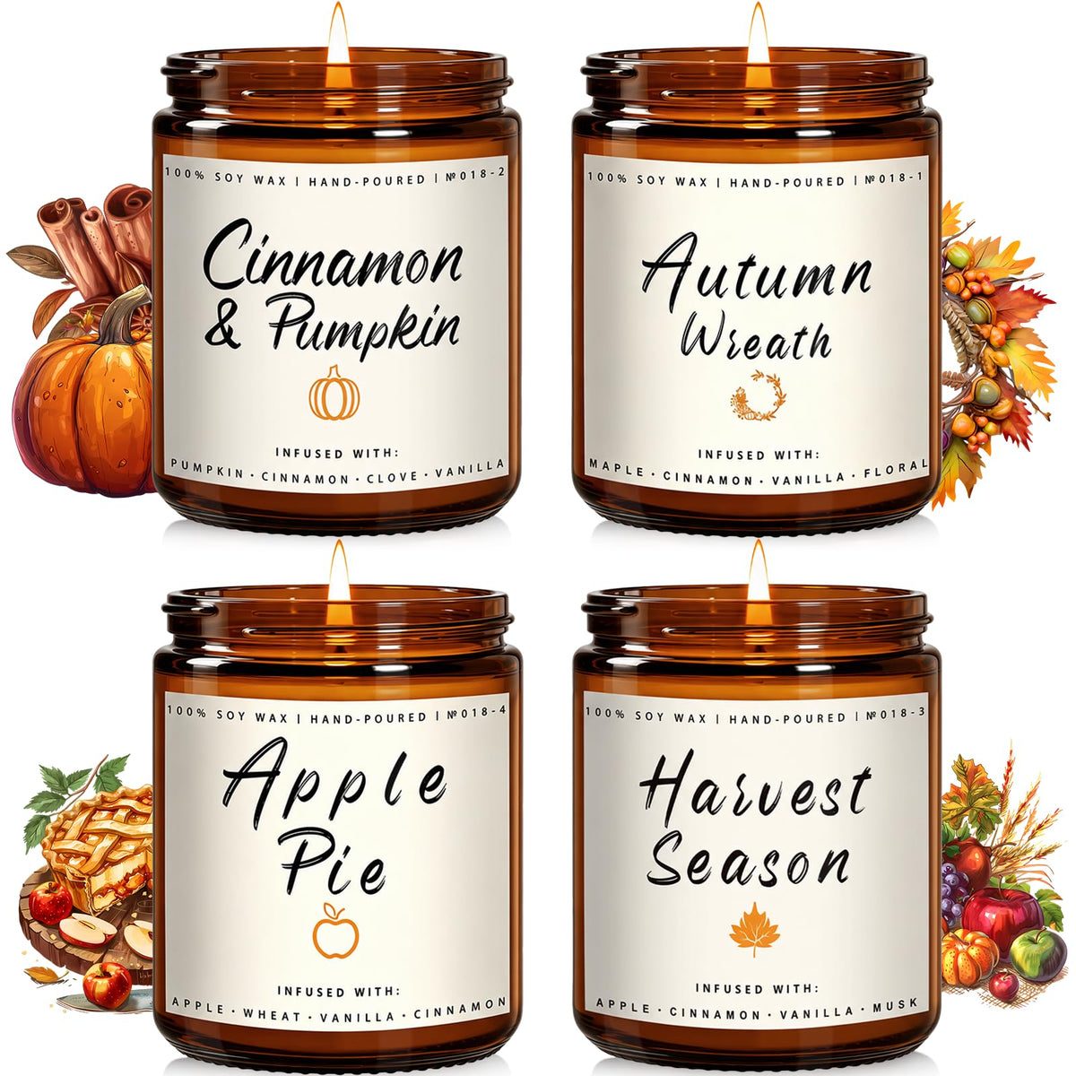 Cinnamon & Pumpkin Scented Candle – Fall Candles for Home Scented, Soy Candles for Home, 7 oz Cozy Pumpkin Candle for Women & Men, Autumn Décor & Holiday Gifts