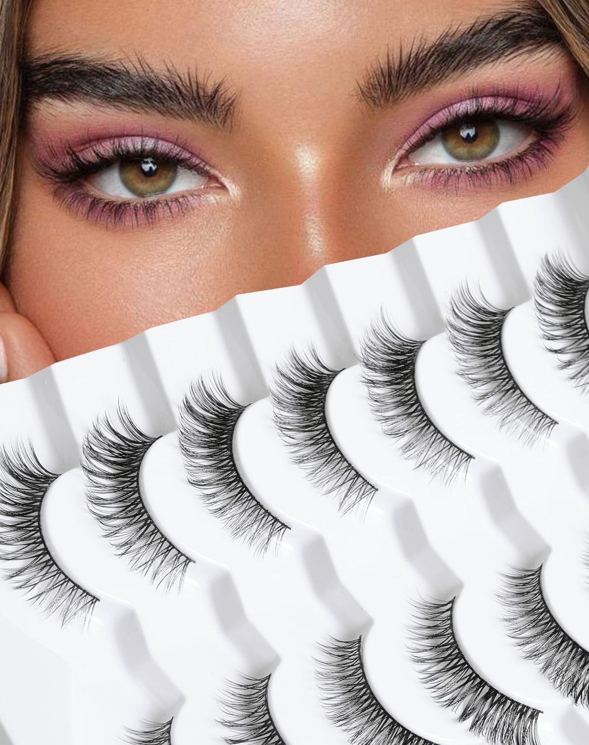 Natural Lashes That Look Like Extensions Strip Lashes Natural Look Thin Band Wispy Eyelashes 13mm Cat Eye False Eyelashes Foxy Eye Lashes 12 mm 7 Pairs S10