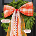 Fall Decor - Large Autumn Harvest Wreath Bow for Front Door 27x13 Inch