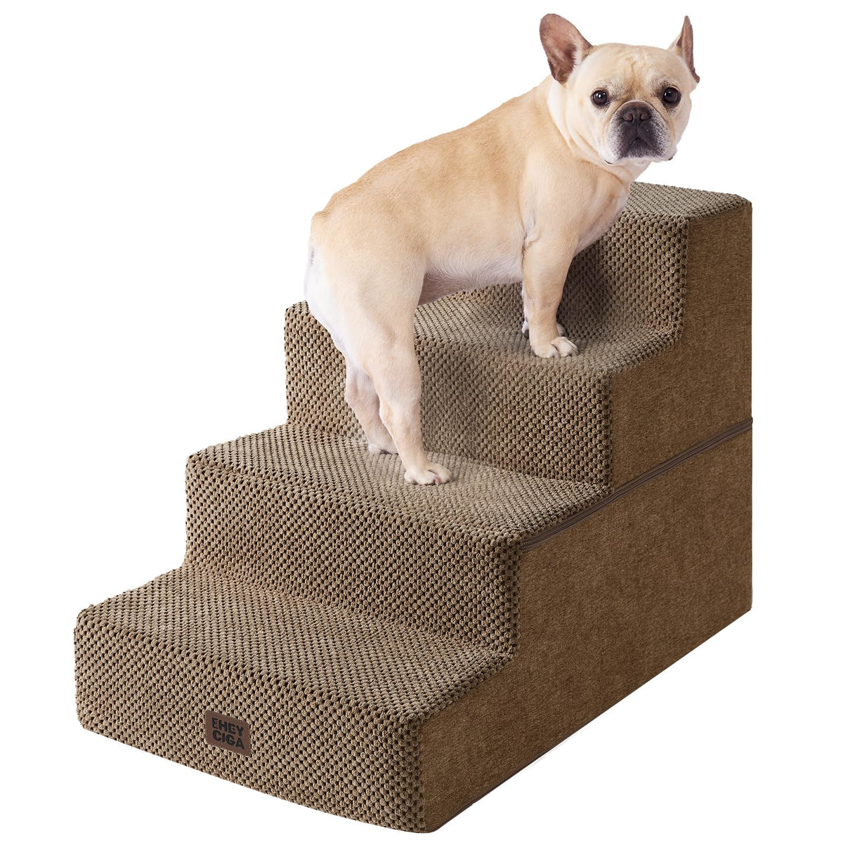 EHEYCIGA Dog Stairs for Bed 18" H, 4-Step Dog Steps for High Bed, Pet Steps for Small Dogs and Cats, Non-Slip Balanced Pet Ramp Indoor, Grey