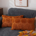 DFXSZ Fall Pillow Covers 18x18 2Pcs Rust Pumpkin Fall Decorations for Home | Fall decor Set of 2 Throw Pillow Cases Soft Plush Faux Fur Wool Couch Cushion for Chair Sofa Bedroom Living Room Home Decor