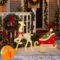 EAMBRITE Christmas Decorations Outdoor, 42 Inch Christmas Reindeer & Sled with 117 Warm White Lights, Motion Sensor 2D Music Lighted Deer Christmas Decor for Xmas Tree Lawn Porch Garden