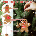 Mindsoft 12 Pcs Gingerbread Man Christmas Tree Ornaments Wool Felt,Brown