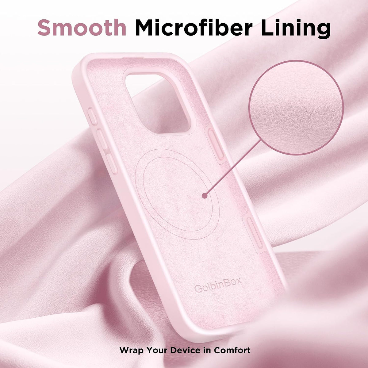 GolbinBox Magnetic for iPhone 16 Pro Max Case, Silicone Cover, Chalk Pink