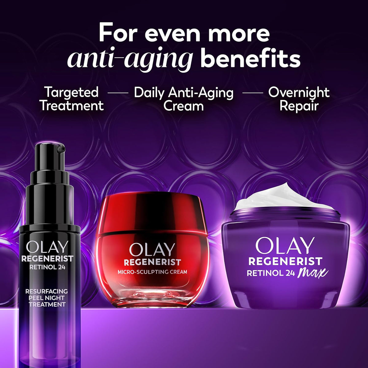Olay Retinol Night Cream for Women, MAX, Anti-Aging Face Mousturizer, Fragrance-Free, Non Greasy - Anti-Wrinkle, Smooth Fine Lines, Hydrating Skin Care - Triple Collagen Cream, Niacinamide, 1.7oz