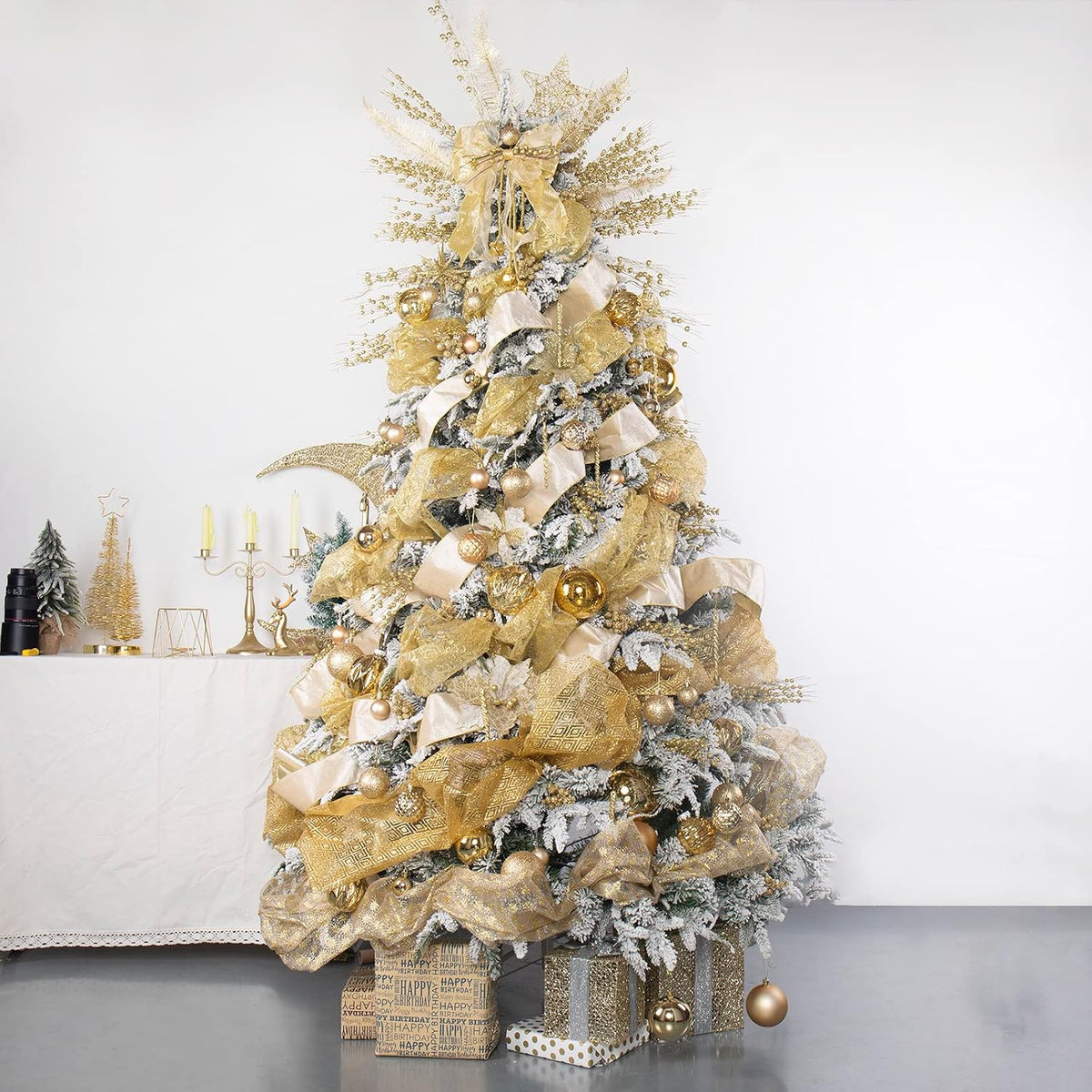 Extra Mercury Hanging Shatterproof Tree Ball Christmas Ornaments(Gold, 4 inch/4 Pcs)