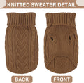 Dog Sweaters for Small Dogs Small Dog Clothes for Winter Solid Knitted Puppy Clothes Warm Turtleneck Doggy Coat Pullover Pet Cat Sweater with Heart-Shape Design(Khaki, X-Small)