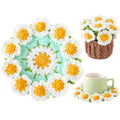 Crochet Flower Coasters, Handmade Bouquet Coasters with Crochet Plant Pot (Sunflower Yellow, 1Pc)
