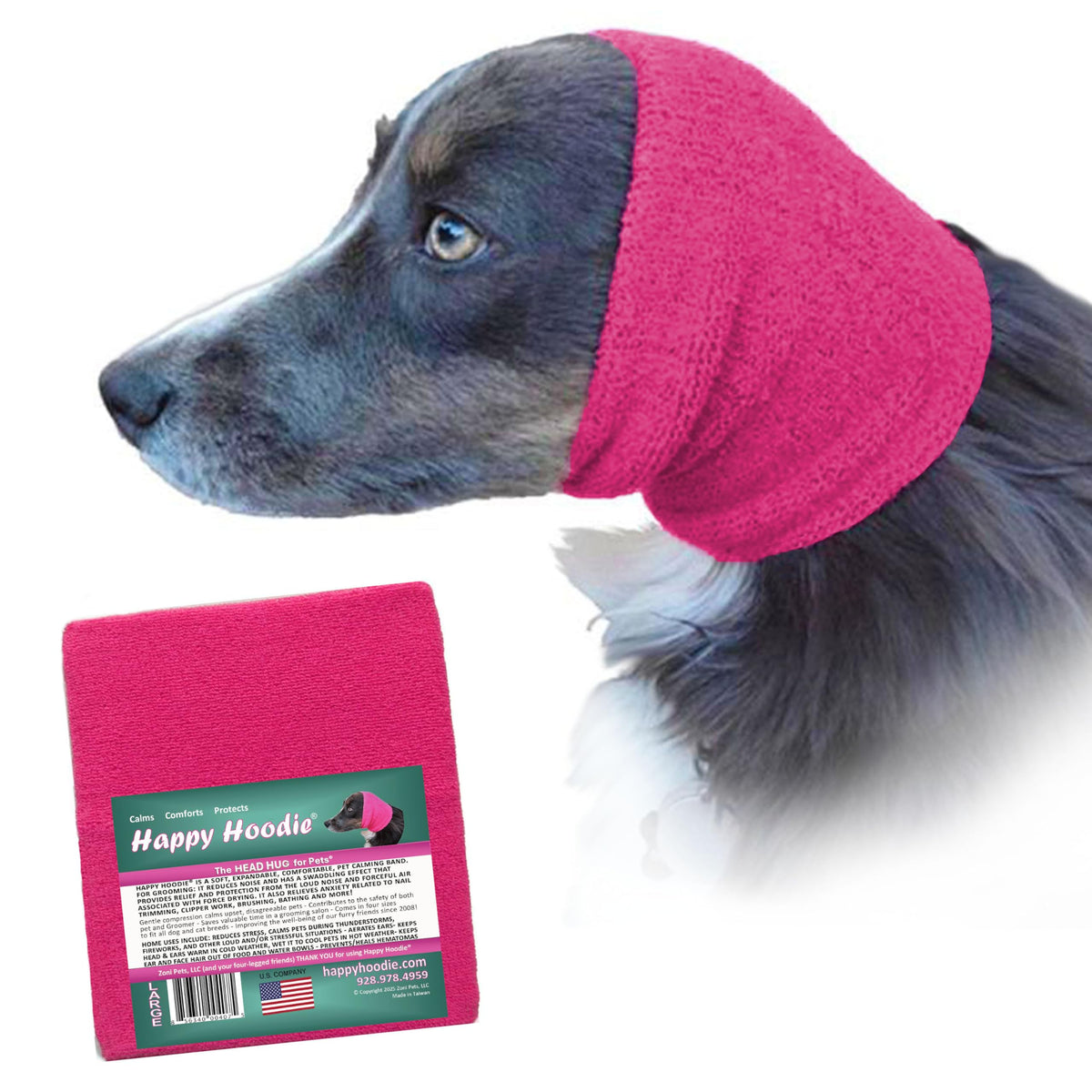 Happy Hoodie The Original Dog & Cat Calming Band - American Brand - Anxiety Relief/Noise Protection-Grooming-Thunder-Fireworks (XS, Purple) - Since 2008