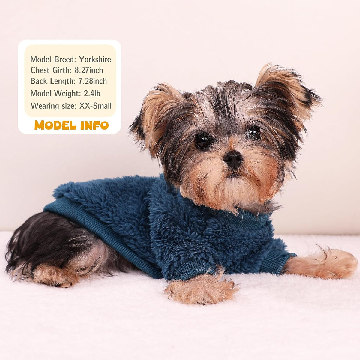 Cozy Pet Fleece Sweater, Double Velvet Winter Dog Clothes, Purple and Cream, Set of 2 (Navy Blue+Grey, X-Small)