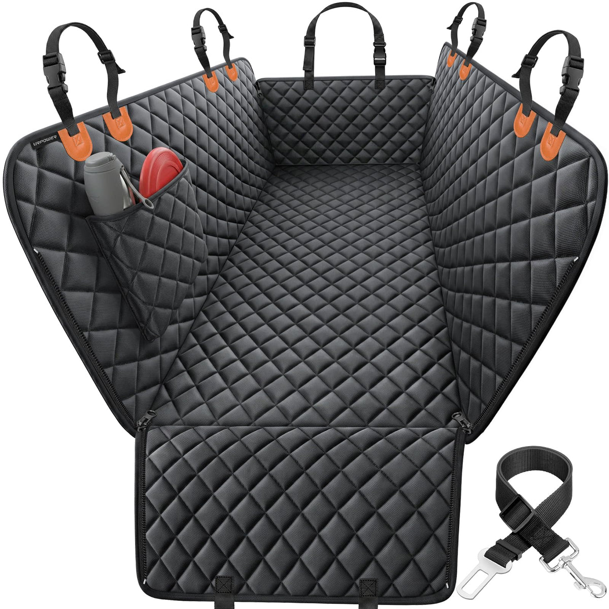 URPOWER Hard Bottom Dog Car Seat Cover for Pets 100% Waterproof Seat Cover Hammock 600D Heavy Duty Scratch Proof Nonslip Durable Back Seat Covers for Cars Trucks and SUVs