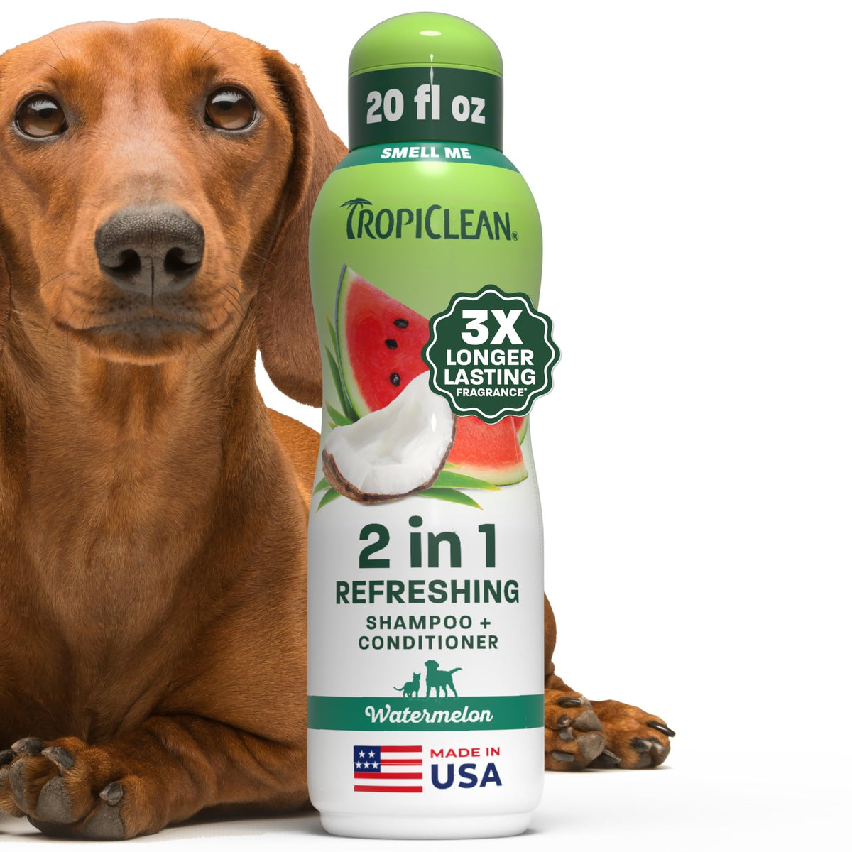 TropiClean 2-in-1 Dog Shampoo and Conditioner, Moisturizing Dog Detangler, Puppy Safe, Made in the USA, Papaya Scent, Cat & Kitten Safe, 20oz.