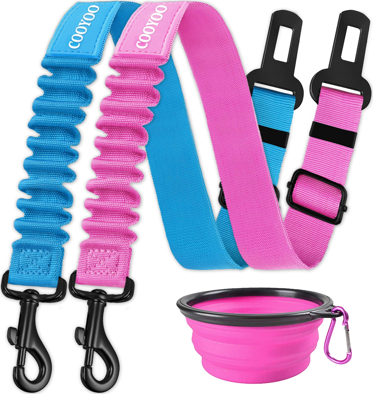COOYOO Dog Seat Belt,3 Piece Set Retractable Dog Car Harness Adjustable Dog Seat Belt for Vehicle Nylon Pet Safety Seat Belts Heavy Duty & Elastic