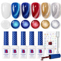 Beetles Halloween Cat Eye Gel Nail Polish Set, 6 Colors Glitter Gel