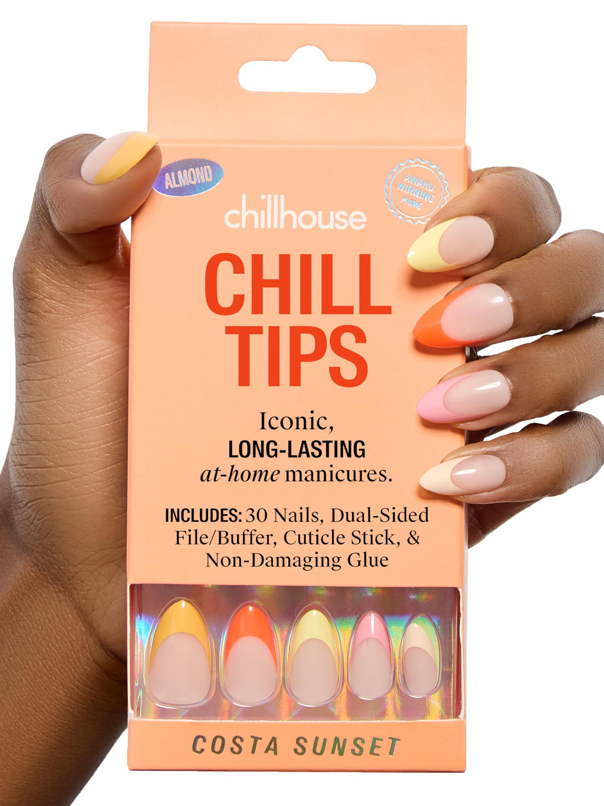 Chillhouse - Chill Tips, French Tip Press On Nails Kit - Going to the Barre (Oval) - 30 Nail Shapes & Sizes - 2 Weeks of Wear - Customizable Fit - French Manicure Kit - Women Owned, Beauty & Self Care