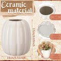 Beeveer 6.7 Inch Ceramic Pumpkin Vase, Large White Pumpkin Utensil Holder