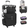Relavel Rolling Makeup Train Case, Hairstylist Traveling Bag with 4 Wheels, Heat Insulation Full Layer, Adjustable Dividers, Hair Tools and Cosmetics Storage Organizer Trolley Suitcase Makeup Cart