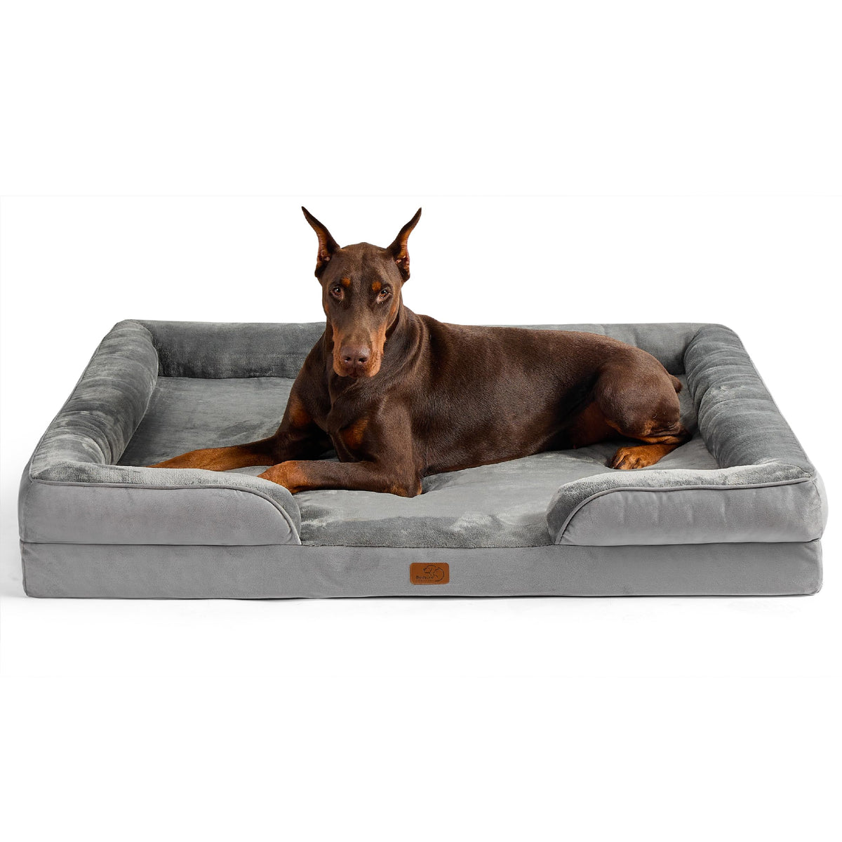 Bedsure Orthopedic Dog Bed Medium Size Dogs - Washable Small Medium Dog Cat Bed Waterproof, Comfort Cats Couch Sofa with Washable Removable Cover, Pets Bed with Nonskid Bottom, Grey, 28"