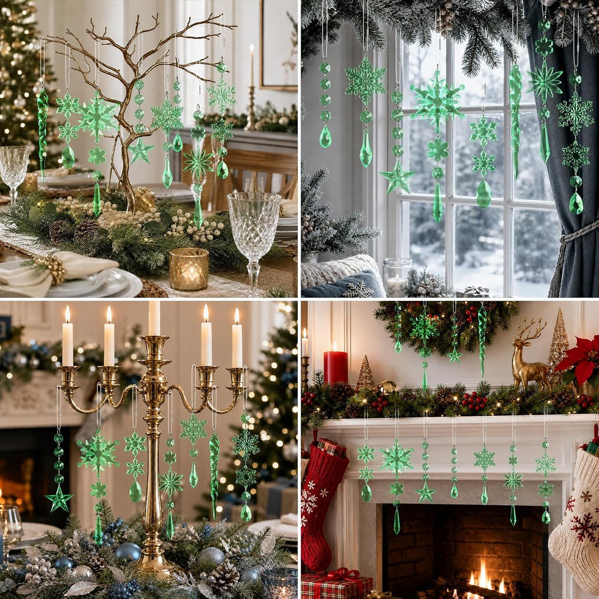 Crystal Ornaments for Christmas Tree Winter Wonderland Decorations