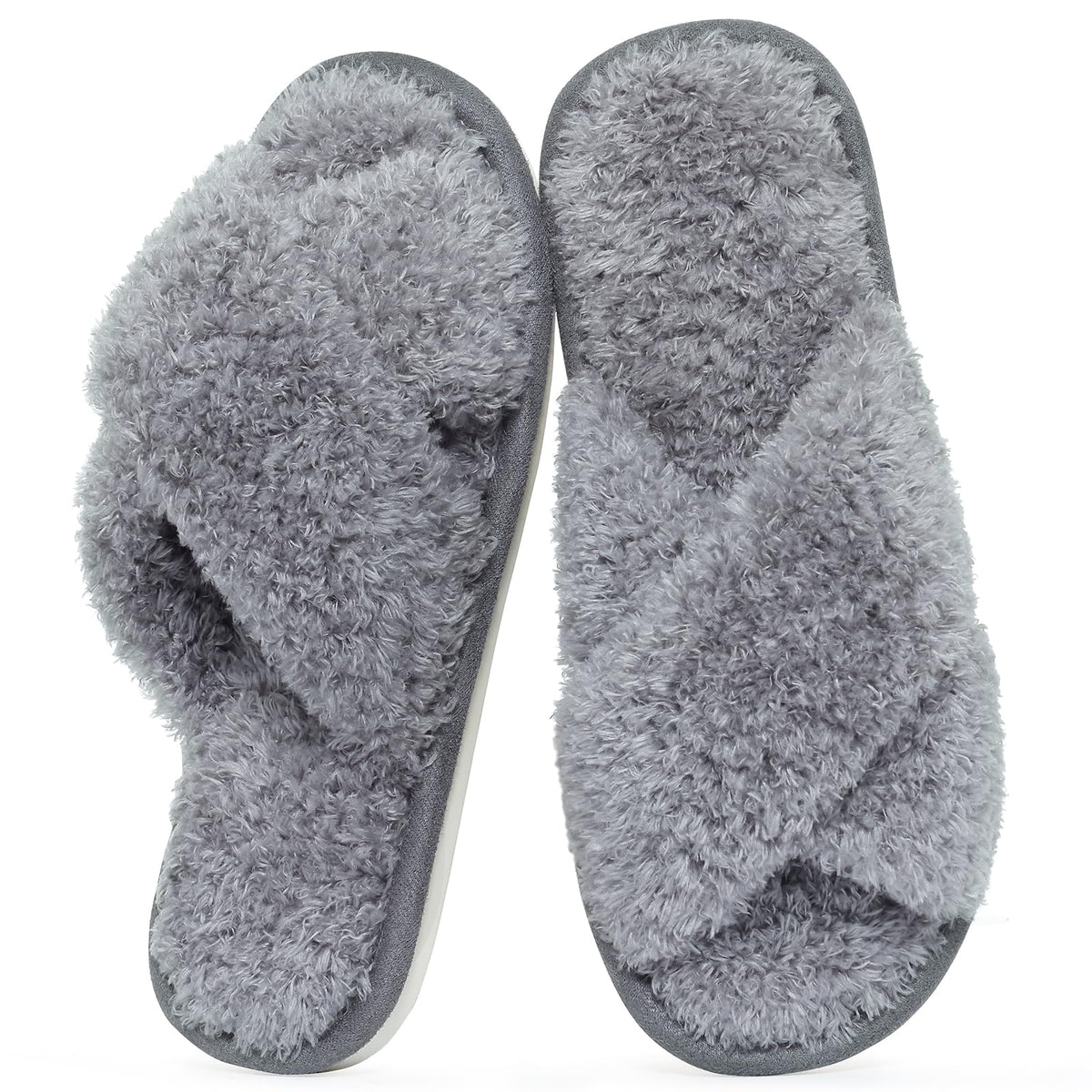 Evshine Memory Foam Fuzzy House Slippers for Women