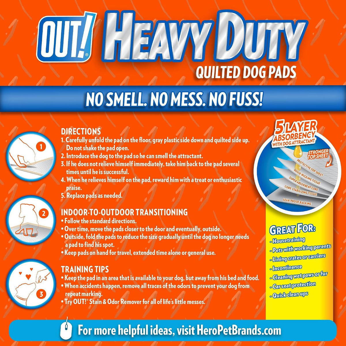OUT! Petcare Puppy Pads XXL, Heavy Duty, Leak Proof Pee Pads for Dogs, Potty Training & Housebreaking, Puppy Essentials (26"x30", 30 Count)