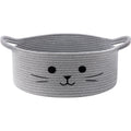 Small Woven Rope Storage Basket, Cute Cat Toy Basket for Living Room, Baby Baskets for Nursery, Gift Baskets Empty for Baby Shower, Grey, 9.8 x 4 inches